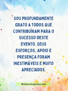 agradecimento evento realizado Religiosa